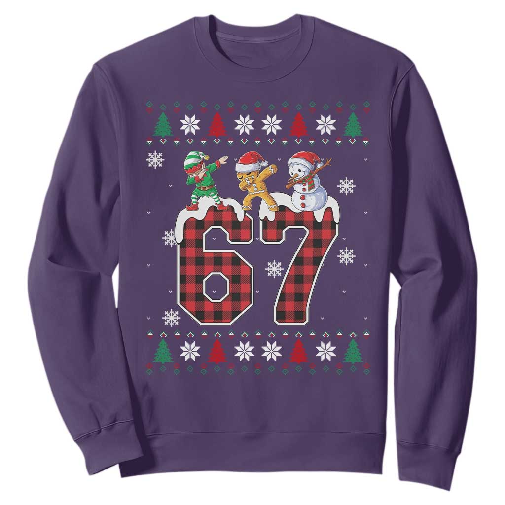 Funny Gen Z Alpha Ugly Xmas Gift Sweatshirt Gingerbread Snowman Elf Dabbing TS12 Purple Print Your Wear