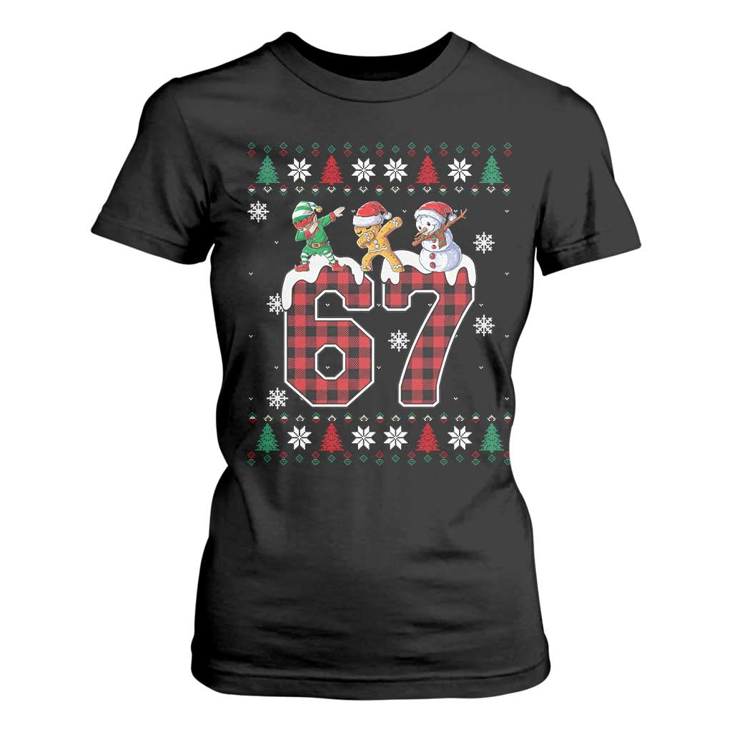 Funny Gen Z Alpha Ugly Xmas Gift T Shirt For Women Gingerbread Snowman Elf Dabbing TS12 Black Print Your Wear