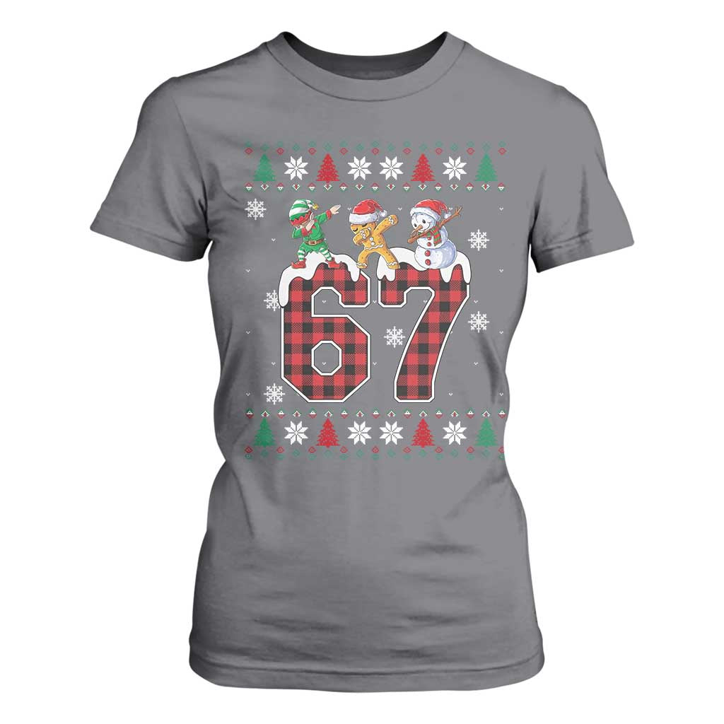 Funny Gen Z Alpha Ugly Xmas Gift T Shirt For Women Gingerbread Snowman Elf Dabbing TS12 Charcoal Print Your Wear