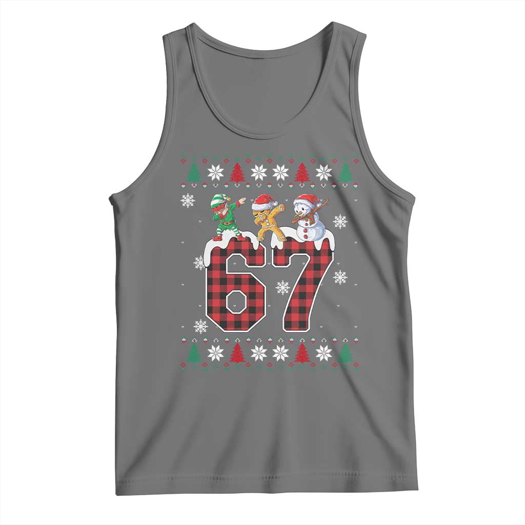 Funny Gen Z Alpha Ugly Xmas Gift Tank Top Gingerbread Snowman Elf Dabbing TS12 Black Heather Print Your Wear