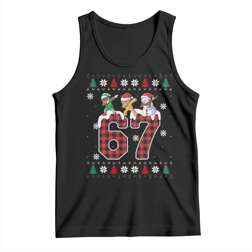 Funny Gen Z Alpha Ugly Xmas Gift Tank Top Gingerbread Snowman Elf Dabbing TS12 Black Print Your Wear