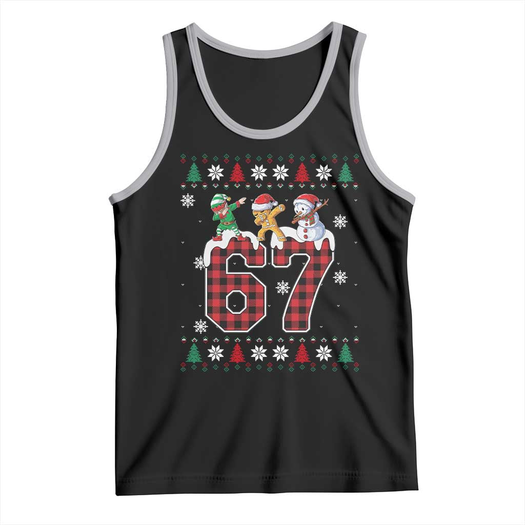Funny Gen Z Alpha Ugly Xmas Gift Tank Top Gingerbread Snowman Elf Dabbing TS12 Black Athletic Heather Print Your Wear