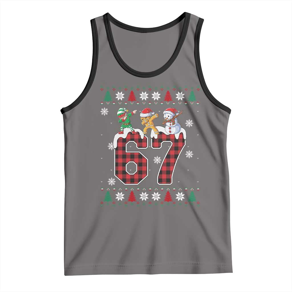 Funny Gen Z Alpha Ugly Xmas Gift Tank Top Gingerbread Snowman Elf Dabbing TS12 Deep Heather Black Print Your Wear