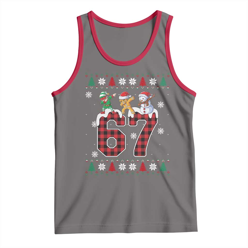 Funny Gen Z Alpha Ugly Xmas Gift Tank Top Gingerbread Snowman Elf Dabbing TS12 Deep Heather Red Print Your Wear