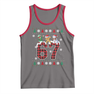 Funny Gen Z Alpha Ugly Xmas Gift Tank Top Gingerbread Snowman Elf Dabbing TS12 Deep Heather Red Print Your Wear