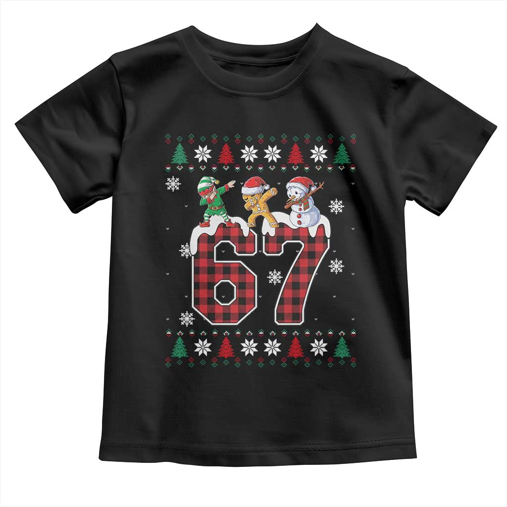 Funny Gen Z Alpha Ugly Xmas Gift Toddler T Shirt Gingerbread Snowman Elf Dabbing TS12 Black Print Your Wear