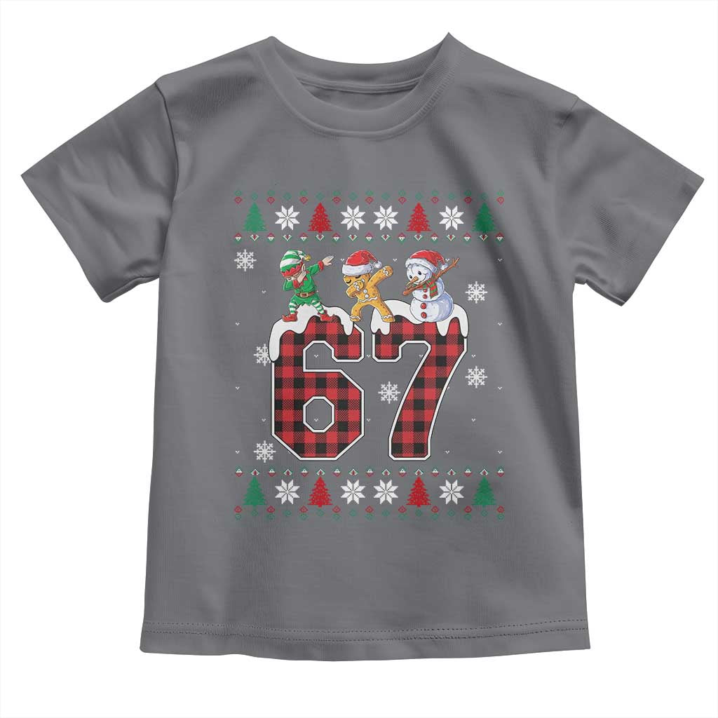 Funny Gen Z Alpha Ugly Xmas Gift Toddler T Shirt Gingerbread Snowman Elf Dabbing TS12 Charcoal Print Your Wear