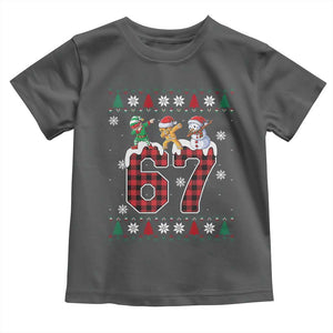Funny Gen Z Alpha Ugly Xmas Gift Toddler T Shirt Gingerbread Snowman Elf Dabbing TS12 Dark Heather Print Your Wear