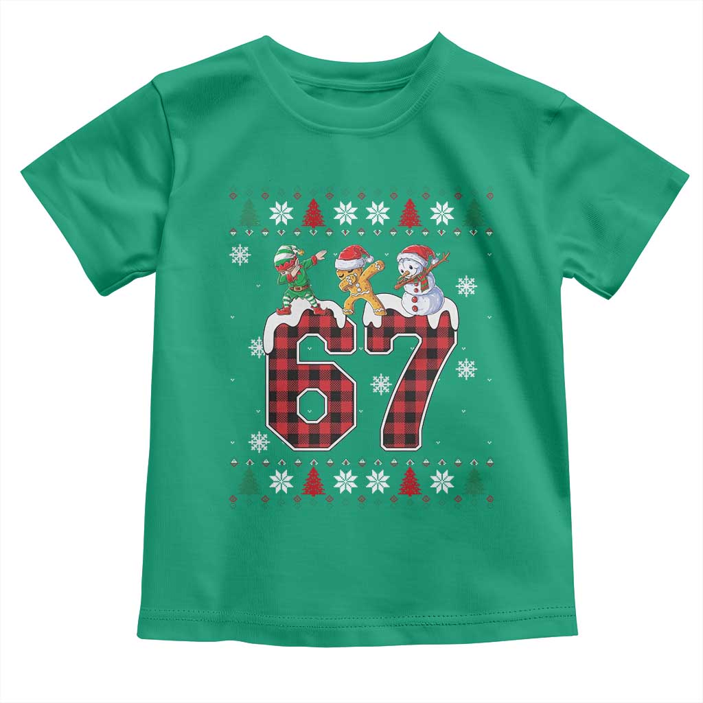 Funny Gen Z Alpha Ugly Xmas Gift Toddler T Shirt Gingerbread Snowman Elf Dabbing TS12 Irish Green Print Your Wear