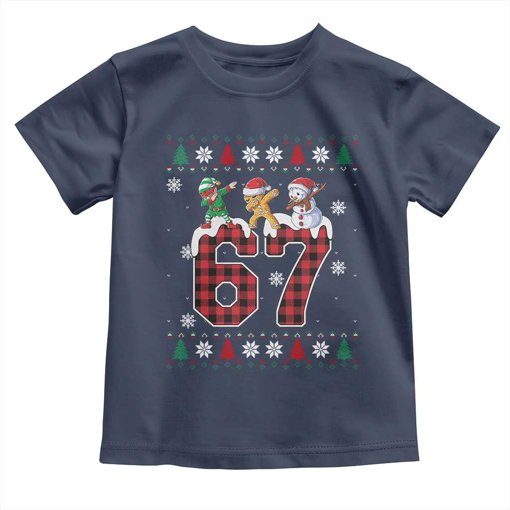 Funny Gen Z Alpha Ugly Xmas Gift Toddler T Shirt Gingerbread Snowman Elf Dabbing TS12 Navy Print Your Wear