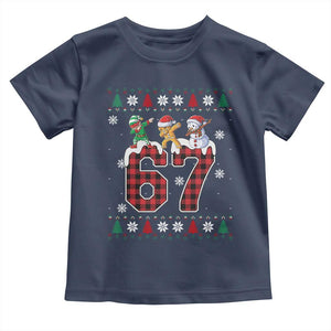 Funny Gen Z Alpha Ugly Xmas Gift Toddler T Shirt Gingerbread Snowman Elf Dabbing TS12 Navy Print Your Wear