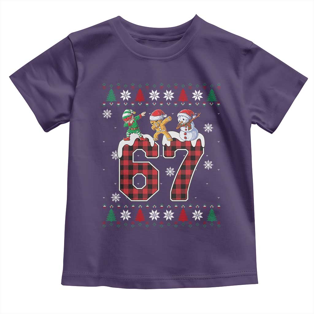 Funny Gen Z Alpha Ugly Xmas Gift Toddler T Shirt Gingerbread Snowman Elf Dabbing TS12 Purple Print Your Wear