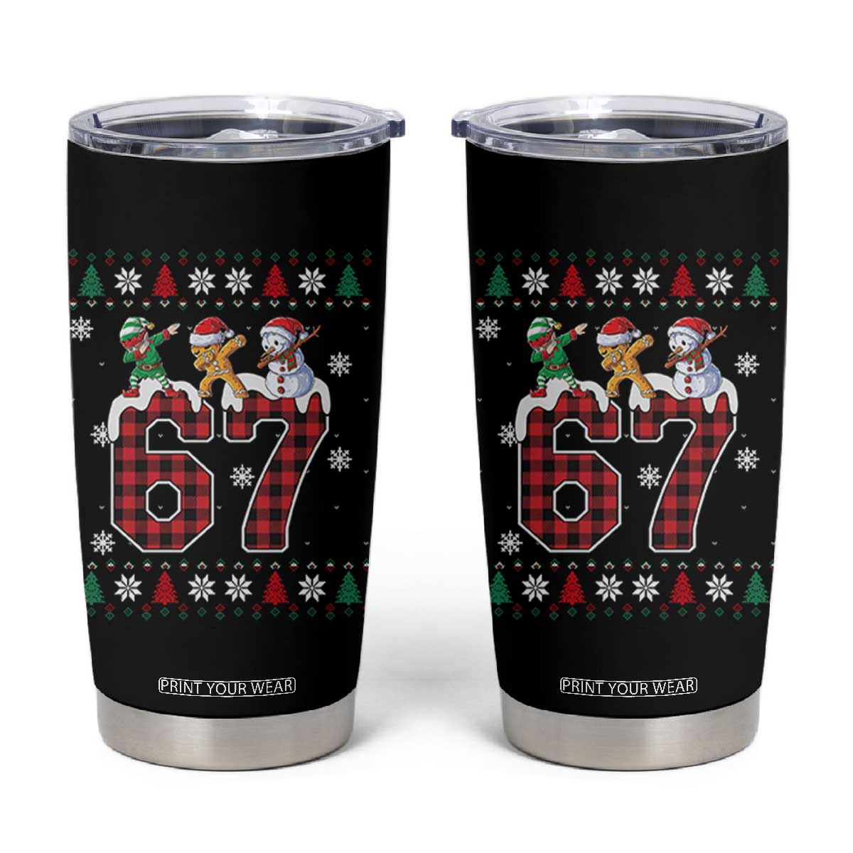Funny Gen Z Alpha Ugly Xmas Gift Tumbler Cup Gingerbread Snowman Elf Dabbing TS12 Black Print Your Wear