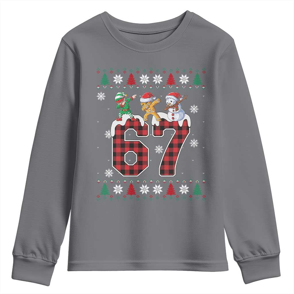 Funny Gen Z Alpha Ugly Xmas Gift Youth Sweatshirt Gingerbread Snowman Elf Dabbing TS12 Charcoal Print Your Wear