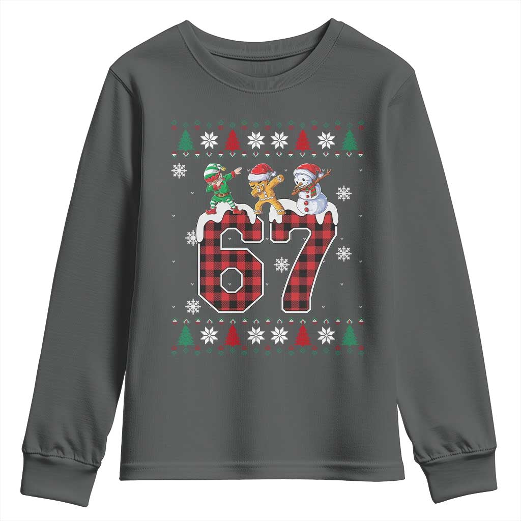 Funny Gen Z Alpha Ugly Xmas Gift Youth Sweatshirt Gingerbread Snowman Elf Dabbing TS12 Dark Heather Print Your Wear