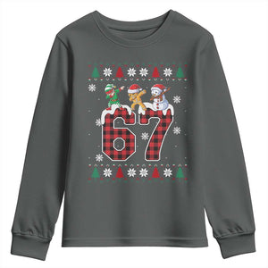 Funny Gen Z Alpha Ugly Xmas Gift Youth Sweatshirt Gingerbread Snowman Elf Dabbing TS12 Dark Heather Print Your Wear