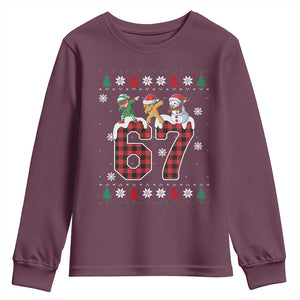 Funny Gen Z Alpha Ugly Xmas Gift Youth Sweatshirt Gingerbread Snowman Elf Dabbing TS12 Maroon Print Your Wear