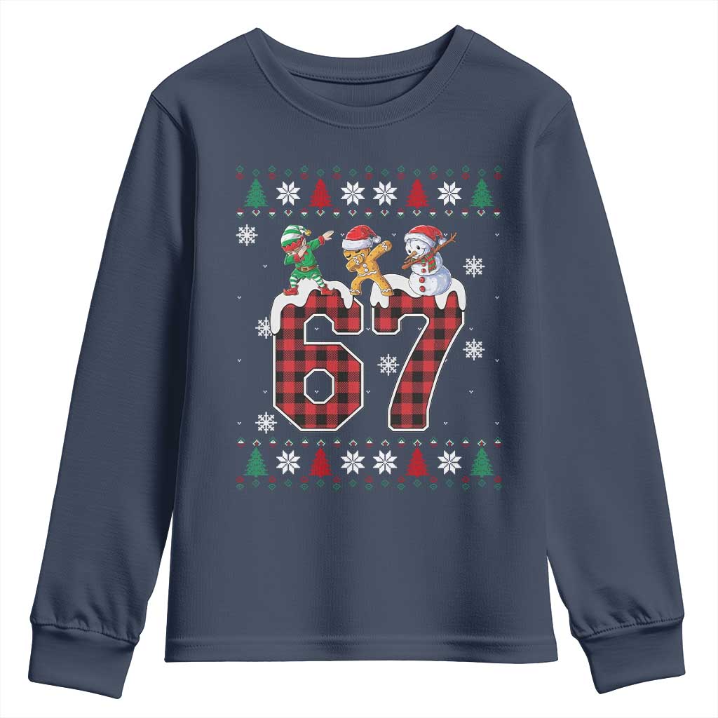 Funny Gen Z Alpha Ugly Xmas Gift Youth Sweatshirt Gingerbread Snowman Elf Dabbing TS12 Navy Print Your Wear