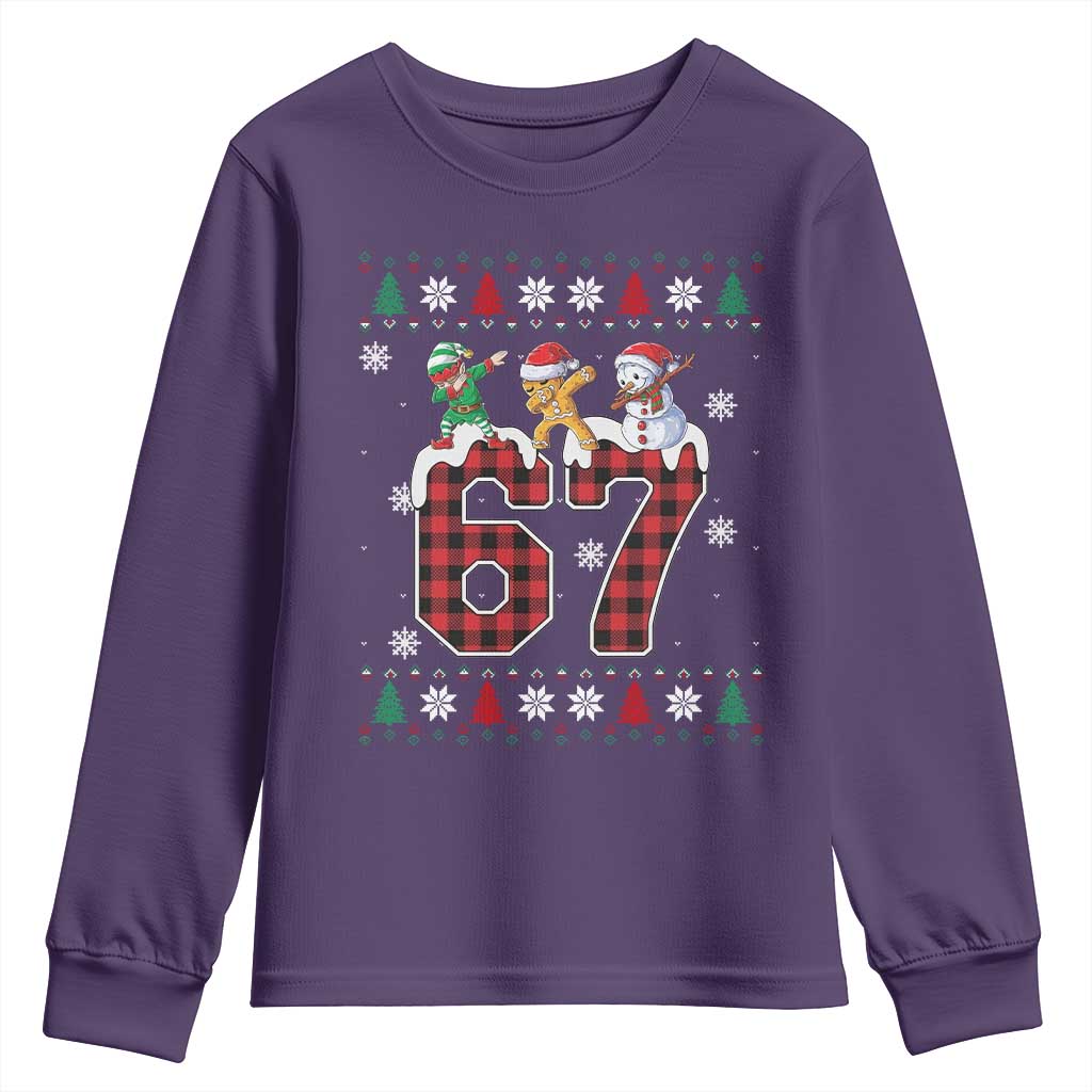 Funny Gen Z Alpha Ugly Xmas Gift Youth Sweatshirt Gingerbread Snowman Elf Dabbing TS12 Purple Print Your Wear