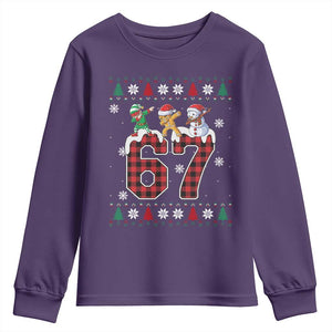 Funny Gen Z Alpha Ugly Xmas Gift Youth Sweatshirt Gingerbread Snowman Elf Dabbing TS12 Purple Print Your Wear