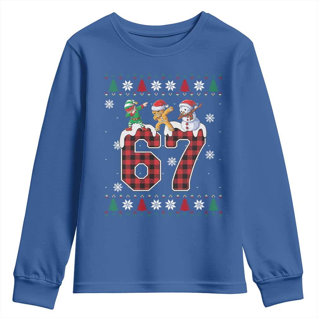 Funny Gen Z Alpha Ugly Xmas Gift Youth Sweatshirt Gingerbread Snowman Elf Dabbing TS12 Royal Blue Print Your Wear