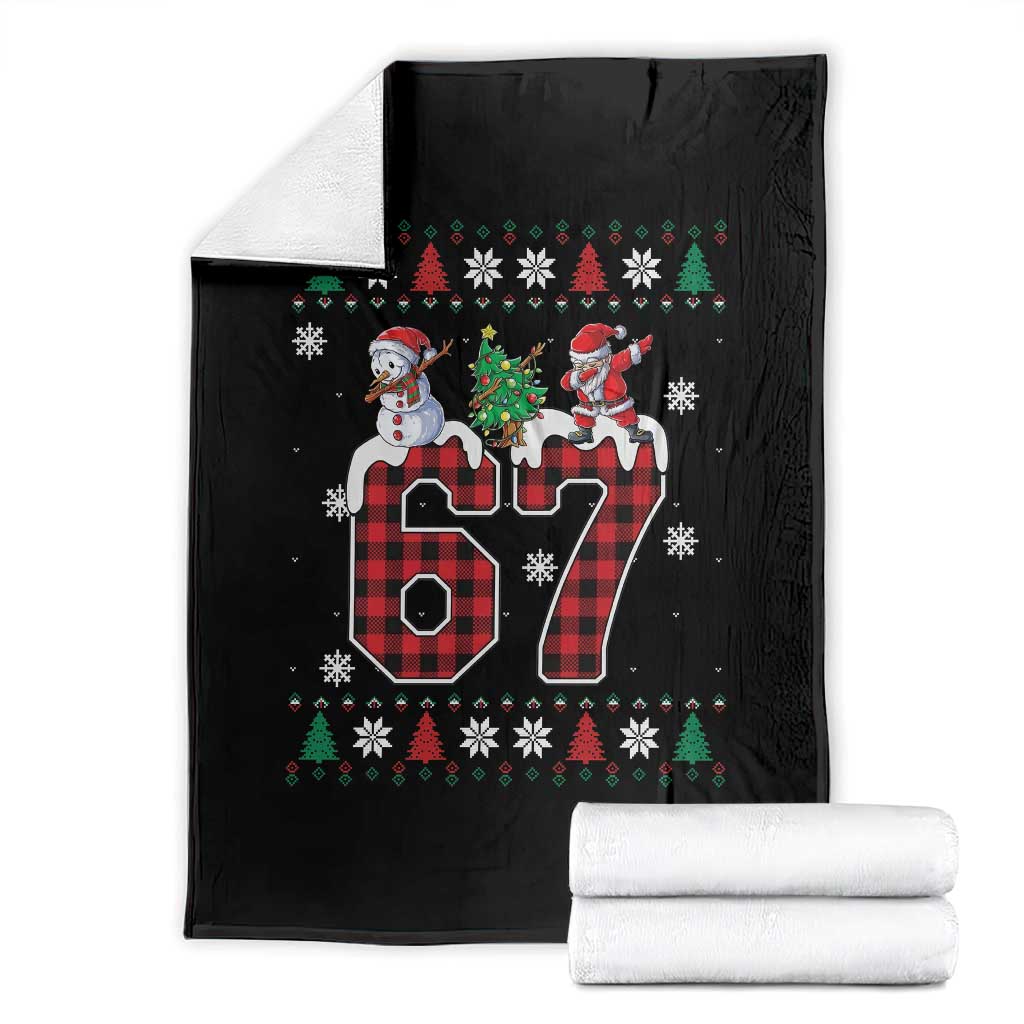 Six Seven Meme Snowman Santa Dab Throw Blanket Funny Christmas Ugly Sweater Gift TS12 Black Print Your Wear