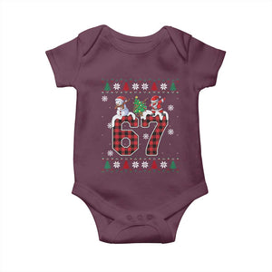 Six Seven Meme Snowman Santa Dab Baby Onesie Funny Christmas Ugly Sweater Gift TS12 Maroon Print Your Wear