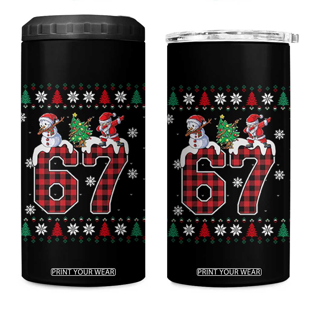 Six Seven Meme Snowman Santa Dab 4 in 1 Can Cooler Tumbler Funny Christmas Ugly Sweater Gift TS12 One Size: 16 oz Black Print Your Wear