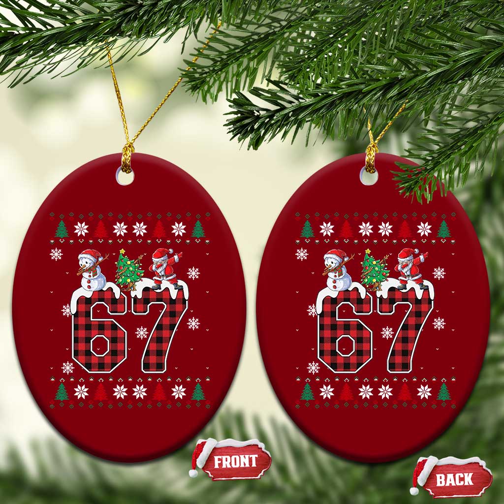 Six Seven Meme Snowman Santa Dab Ceramic Ornament Funny Christmas Ugly Sweater Gift TS12 Print Your Wear