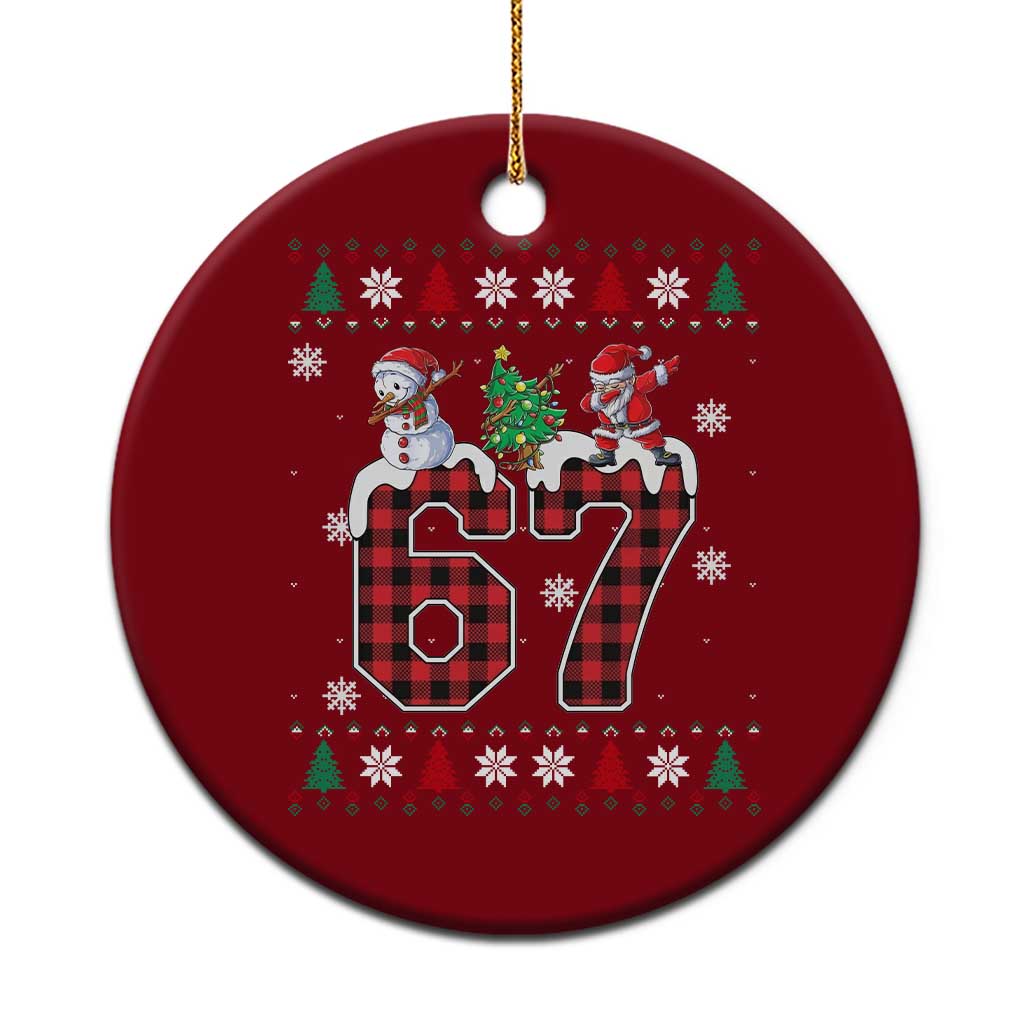 Six Seven Meme Snowman Santa Dab Ceramic Ornament Funny Christmas Ugly Sweater Gift TS12 1pc Red Print Your Wear