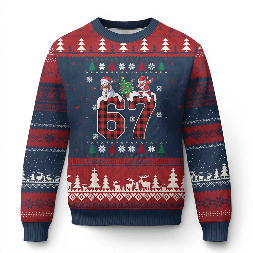 Six Seven Meme Snowman Santa Dab Ugly Christmas Sweater Funny Xmas Ugly Sweater Gift TS12 Navy Red Print Your Wear