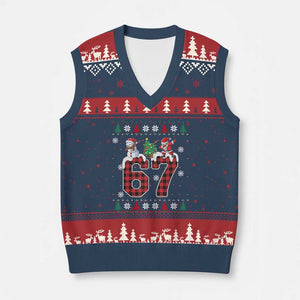 Six Seven Meme Snowman Santa Dab V-Neck Knit Sweater Vest Funny Xmas Ugly Sweater Gift TS12 Navy Red Print Your Wear