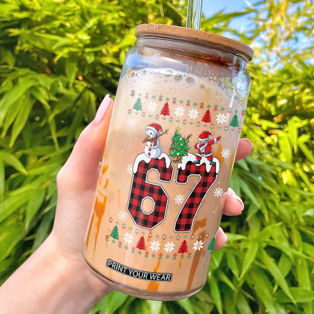 Six Seven Meme Snowman Santa Dab Glass Can Funny Christmas Ugly Sweater Gift TS12 Black Print Your Wear