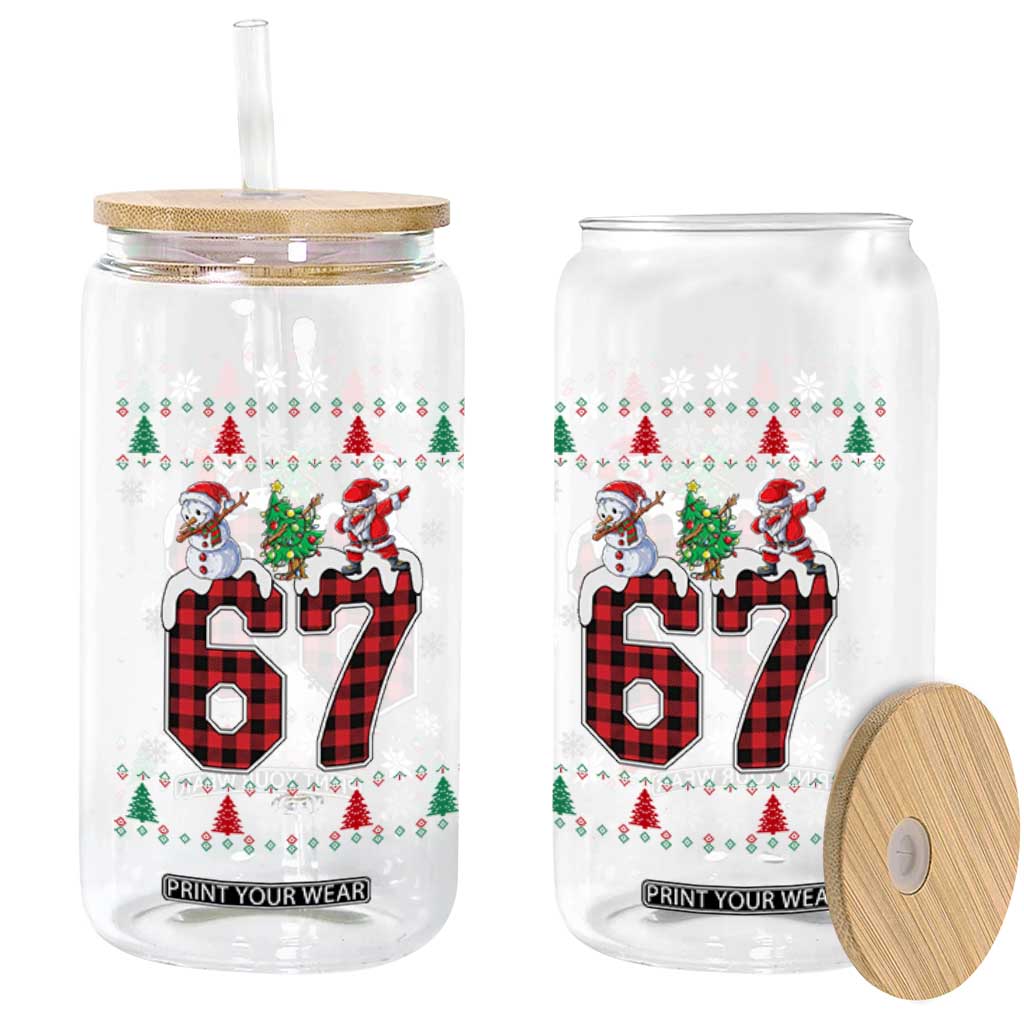 Six Seven Meme Snowman Santa Dab Glass Can Funny Christmas Ugly Sweater Gift TS12 Print Your Wear