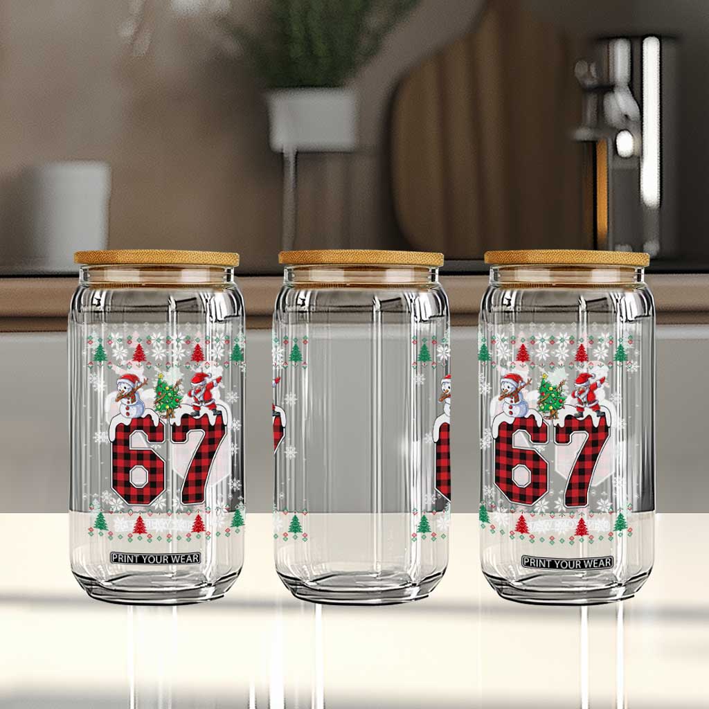 Six Seven Meme Snowman Santa Dab Glass Can Funny Christmas Ugly Sweater Gift TS12 Print Your Wear