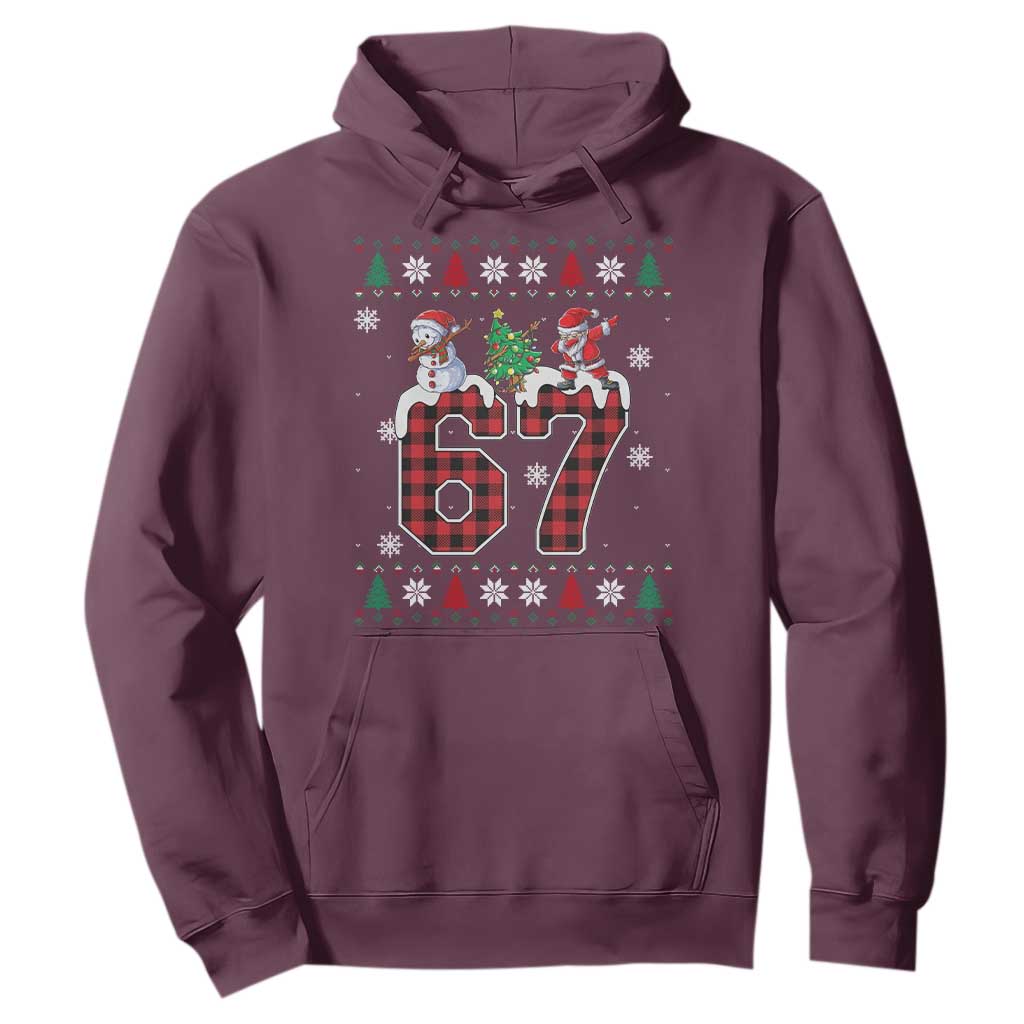 Six Seven Meme Snowman Santa Dab Hoodie Funny Christmas Ugly Sweater Gift TS12 Maroon Print Your Wear