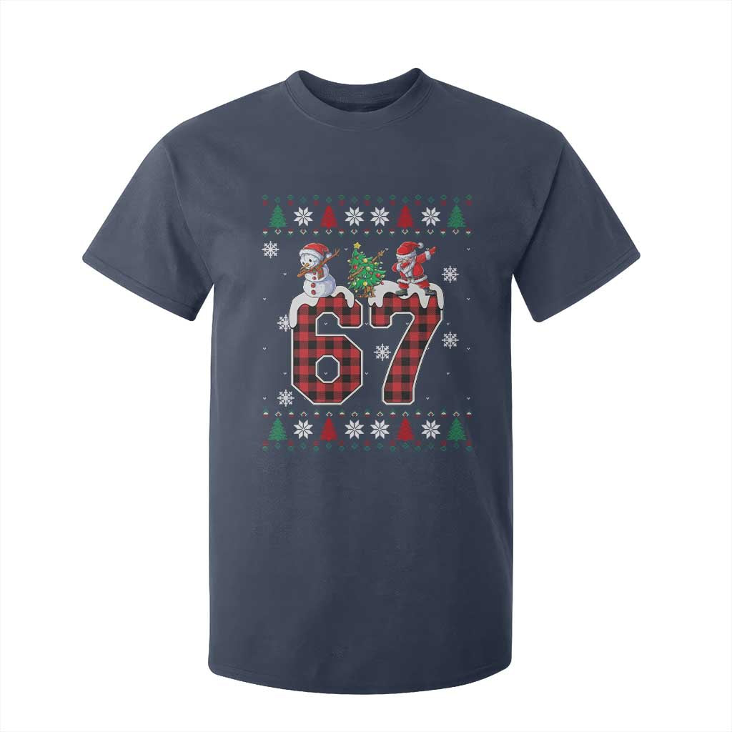 Six Seven Meme Snowman Santa Dab T Shirt For Kid Funny Christmas Ugly Sweater Gift TS12 Navy Print Your Wear