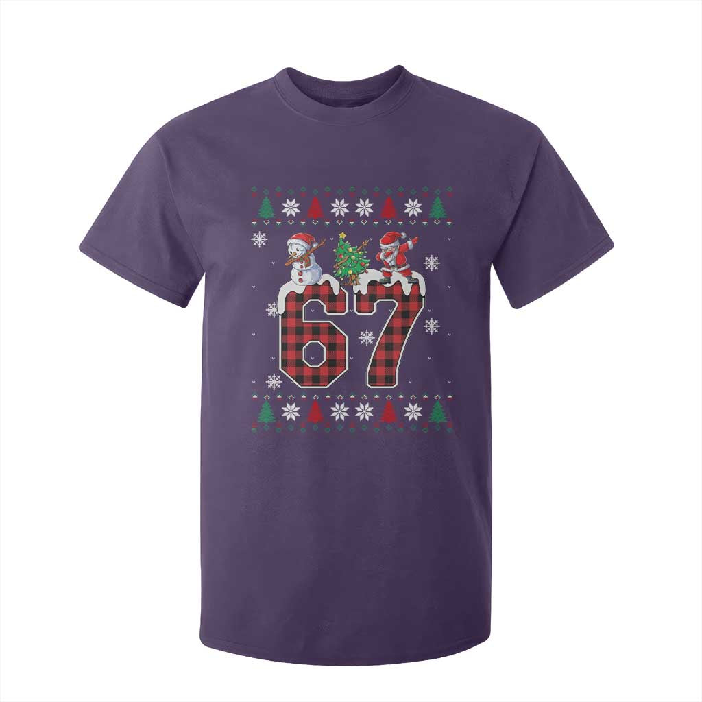 Six Seven Meme Snowman Santa Dab T Shirt For Kid Funny Christmas Ugly Sweater Gift TS12 Purple Print Your Wear