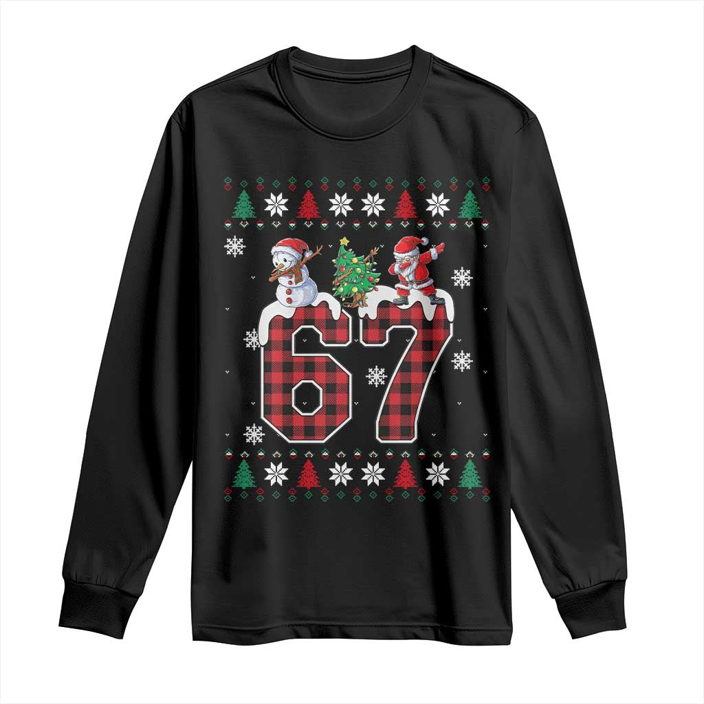 Six Seven Meme Snowman Santa Dab Long Sleeve Shirt Funny Christmas Ugly Sweater Gift TS12 Black Print Your Wear