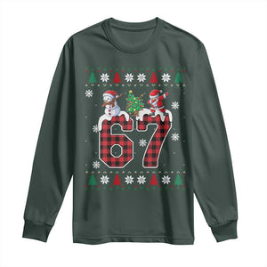 Six Seven Meme Snowman Santa Dab Long Sleeve Shirt Funny Christmas Ugly Sweater Gift TS12 Dark Forest Green Print Your Wear