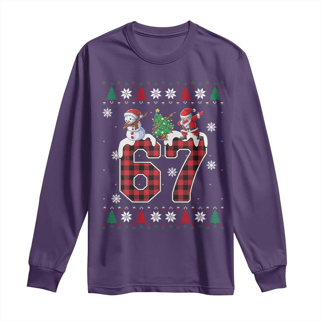 Six Seven Meme Snowman Santa Dab Long Sleeve Shirt Funny Christmas Ugly Sweater Gift TS12 Purple Print Your Wear