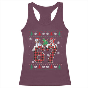 Six Seven Meme Snowman Santa Dab Racerback Tank Top Funny Christmas Ugly Sweater Gift TS12 Maroon Print Your Wear