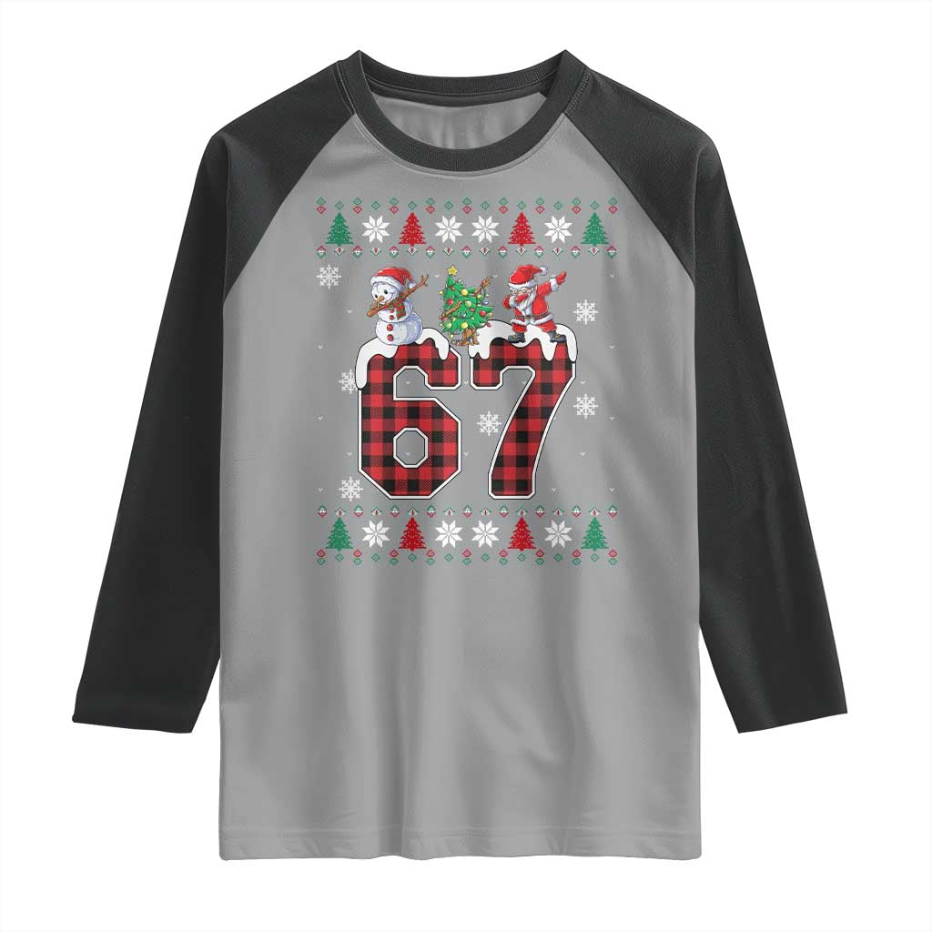 Six Seven Meme Snowman Santa Dab Raglan Shirt Funny Christmas Ugly Sweater Gift TS12 Sport Gray Black Print Your Wear