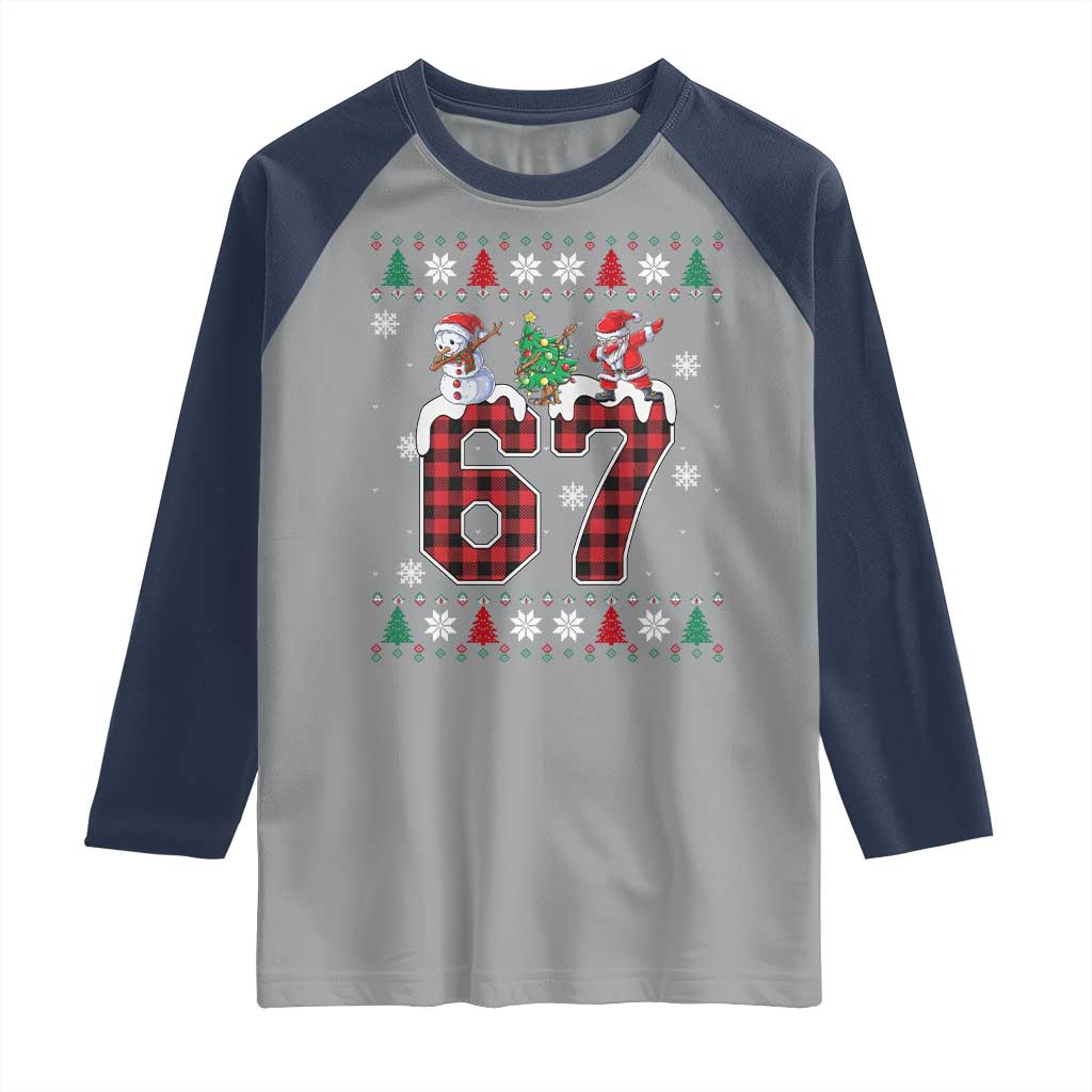 Six Seven Meme Snowman Santa Dab Raglan Shirt Funny Christmas Ugly Sweater Gift TS12 Sport Gray Navy Print Your Wear