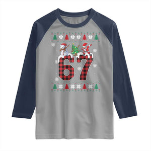 Six Seven Meme Snowman Santa Dab Raglan Shirt Funny Christmas Ugly Sweater Gift TS12 Sport Gray Navy Print Your Wear