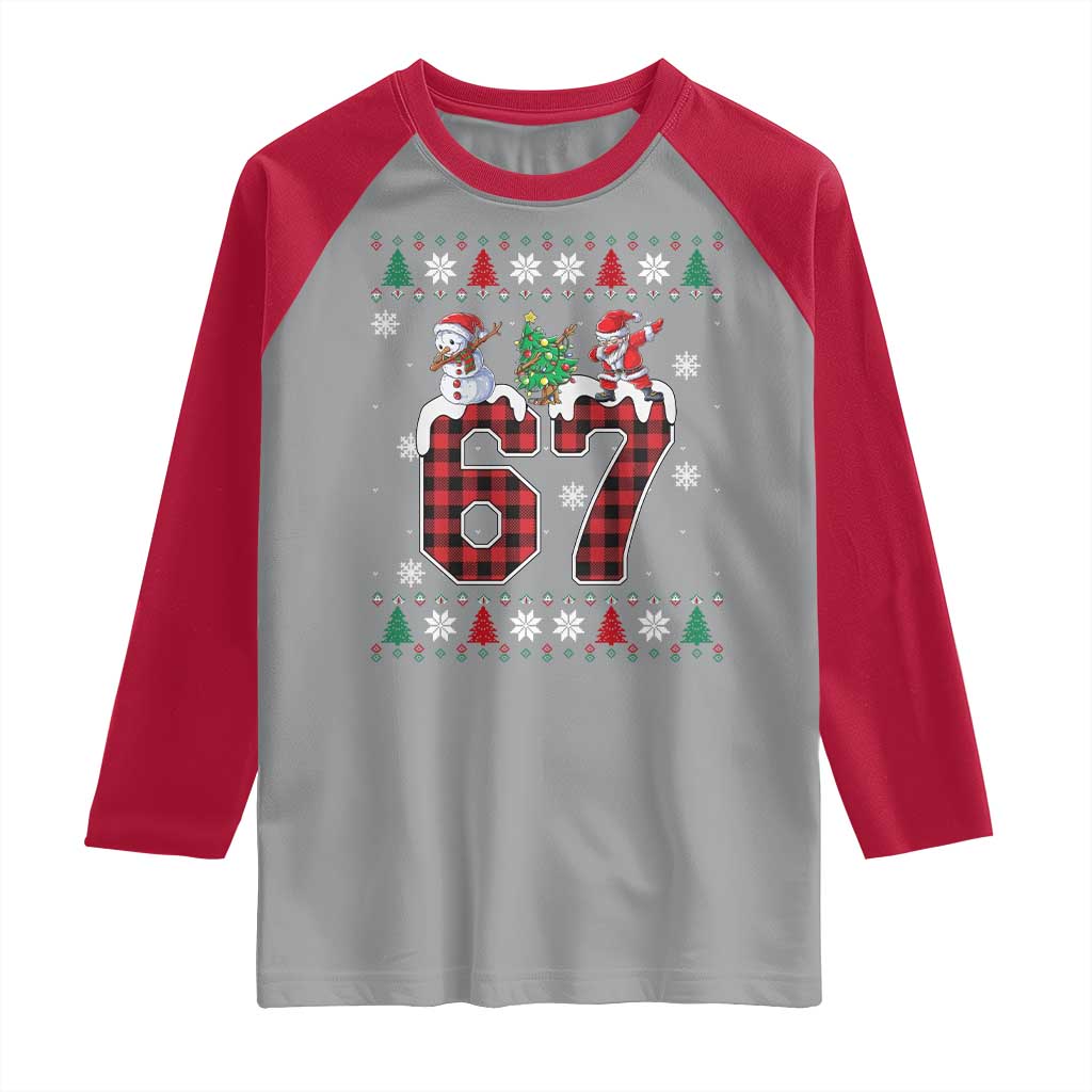 Six Seven Meme Snowman Santa Dab Raglan Shirt Funny Christmas Ugly Sweater Gift TS12 Sport Gray Red Print Your Wear