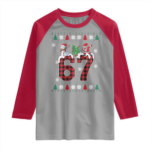 Six Seven Meme Snowman Santa Dab Raglan Shirt Funny Christmas Ugly Sweater Gift TS12 Sport Gray Red Print Your Wear