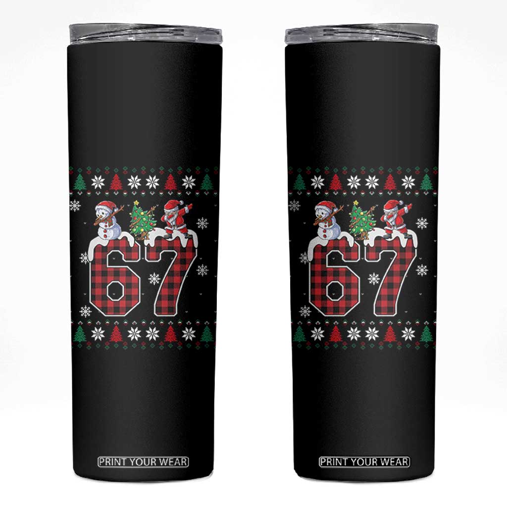 Six Seven Meme Snowman Santa Dab Skinny Tumbler Funny Christmas Ugly Sweater Gift TS12 Black Print Your Wear