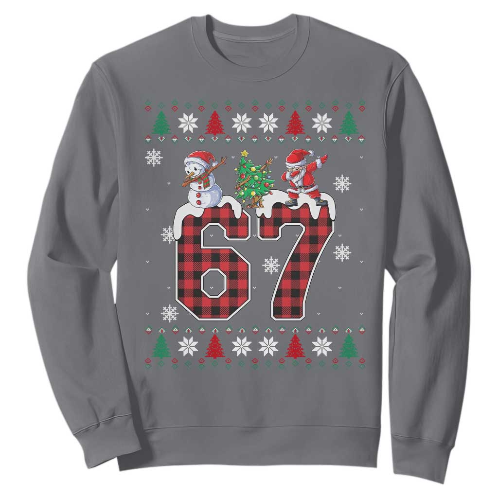 Six Seven Meme Snowman Santa Dab Sweatshirt Funny Christmas Ugly Sweater Gift TS12 Charcoal Print Your Wear