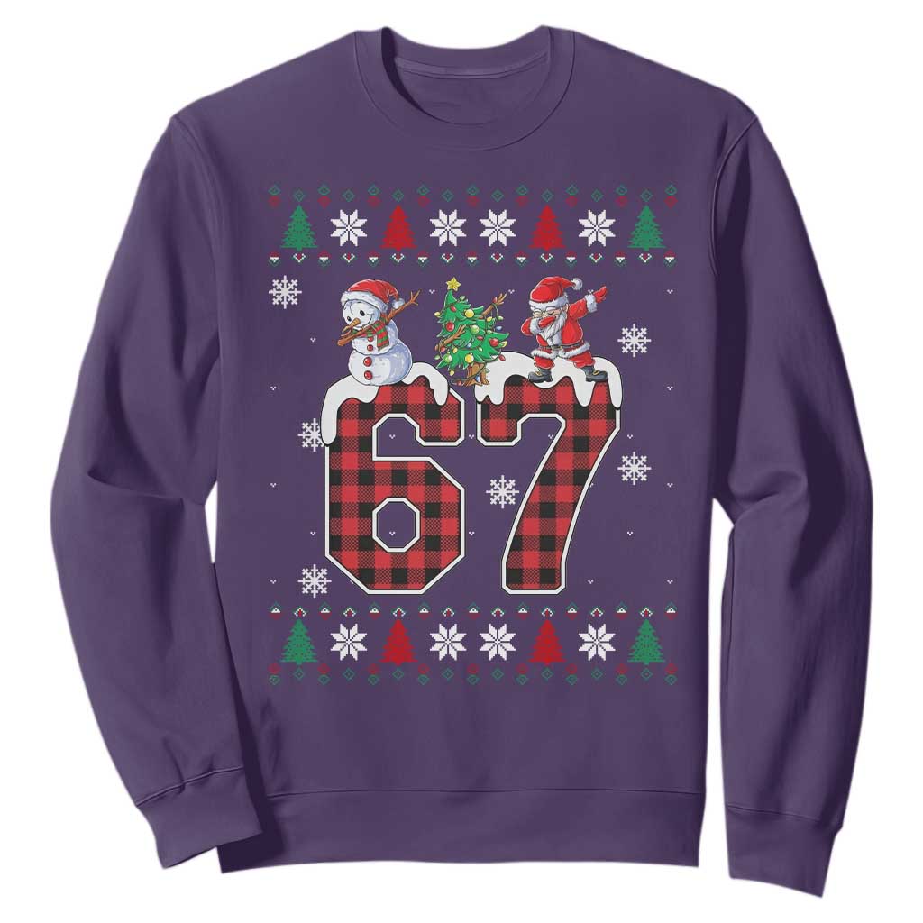 Six Seven Meme Snowman Santa Dab Sweatshirt Funny Christmas Ugly Sweater Gift TS12 Purple Print Your Wear